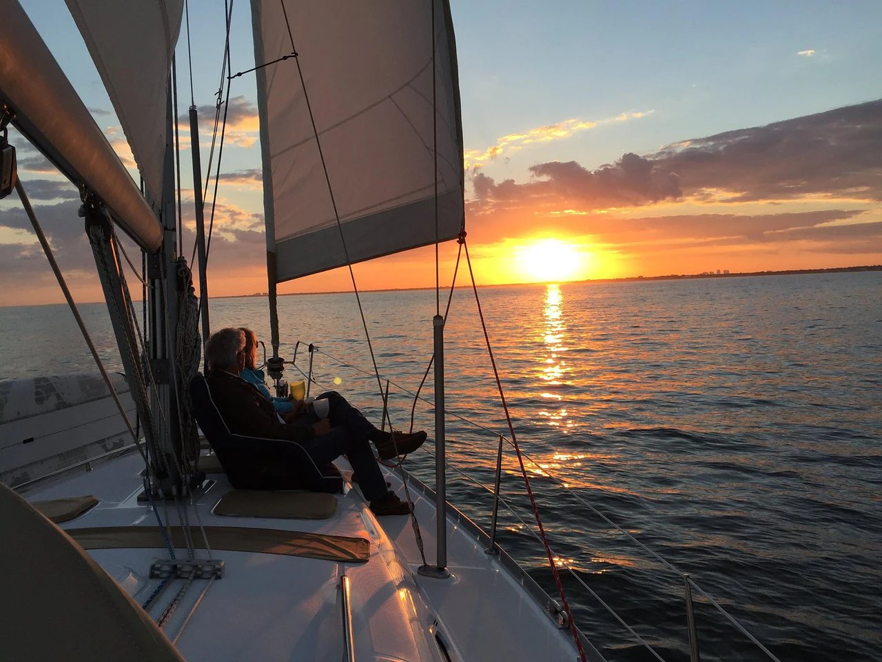 Biscayne Bay Sunset Sail Couple