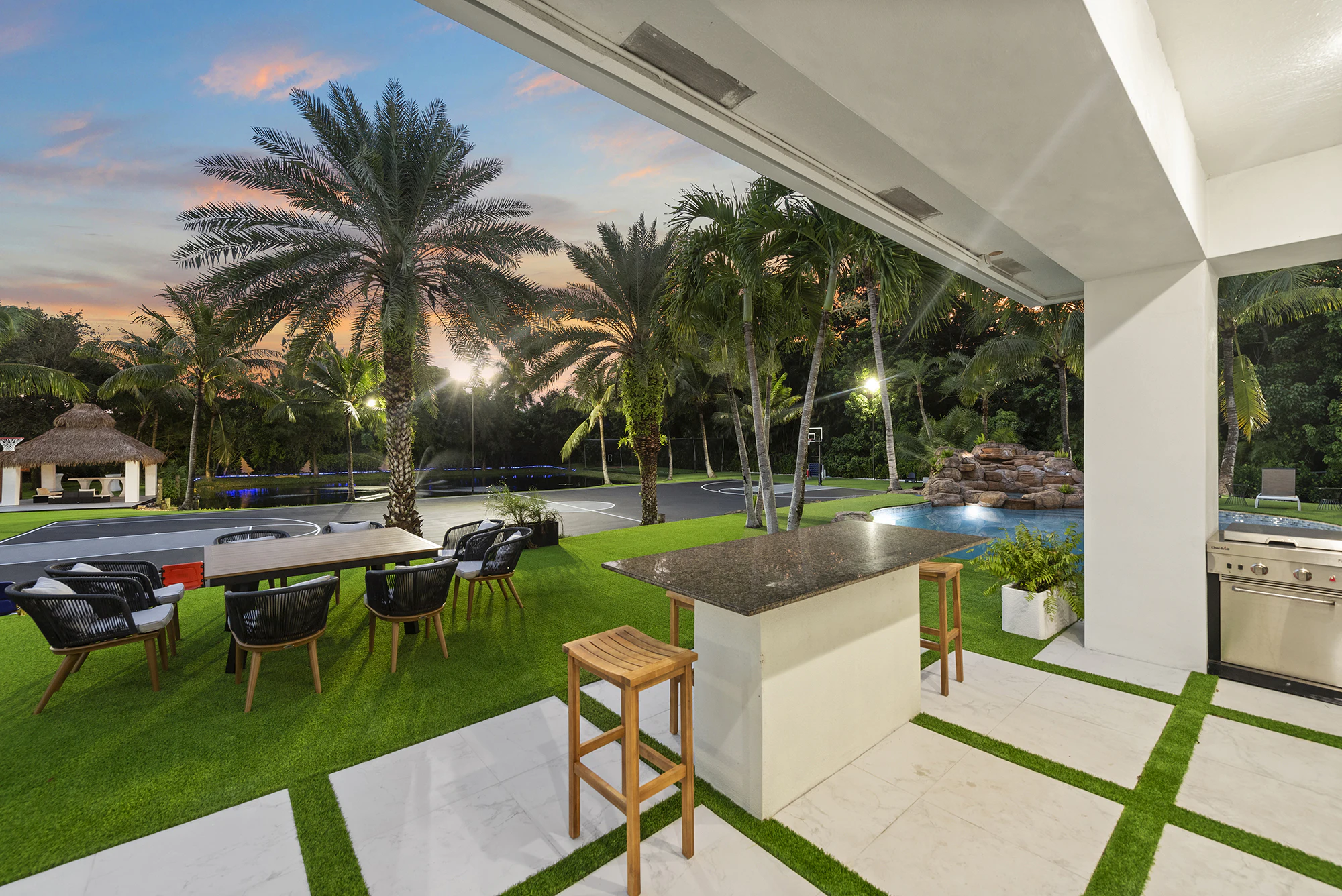 52 Villa Davie Backyard Basketball Court Pool in Miami