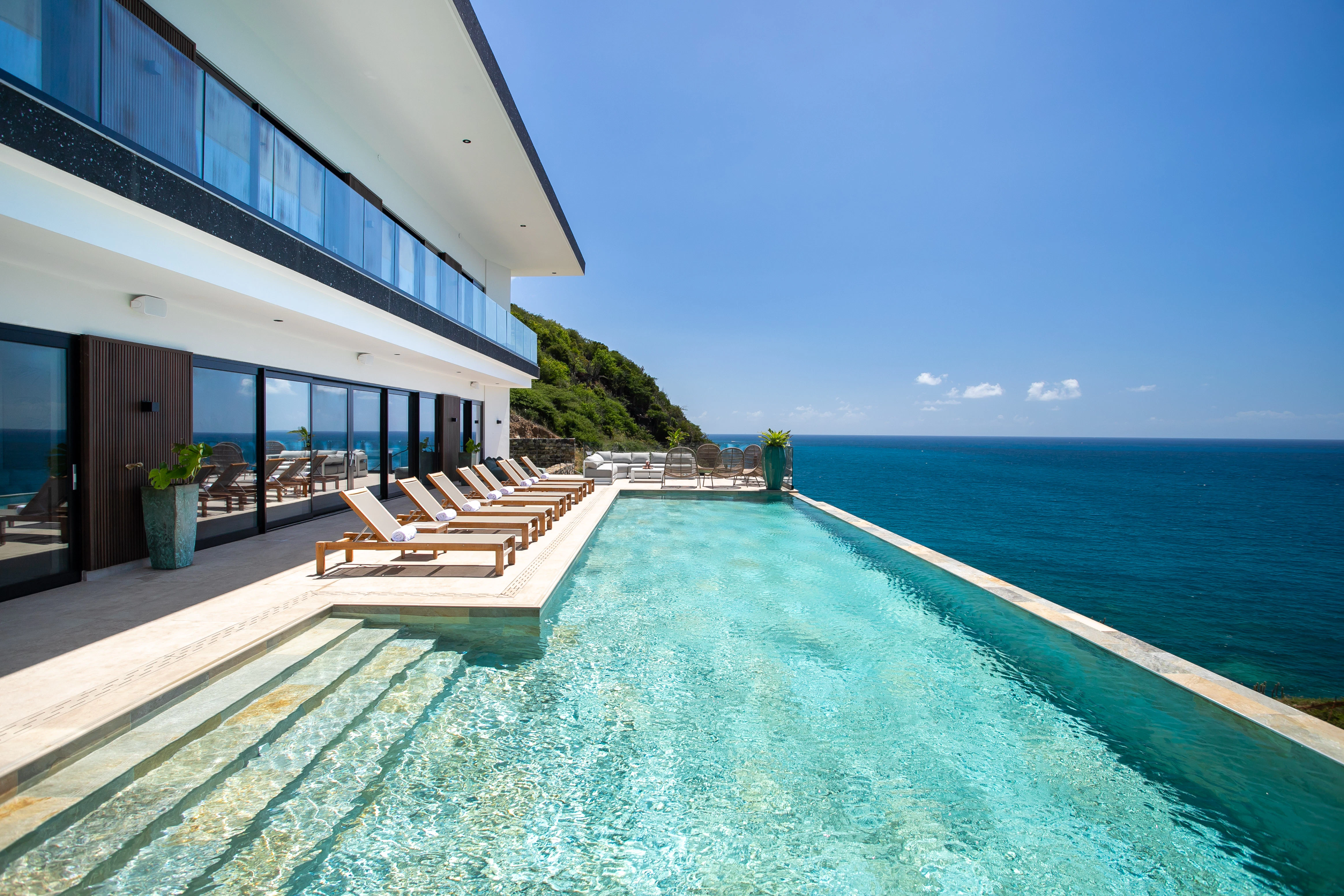 40 Pool Long View From Outdoor Dining Area in St. Martin