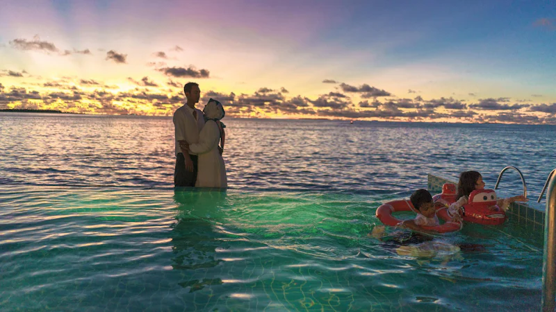 Family Poolside Sunset