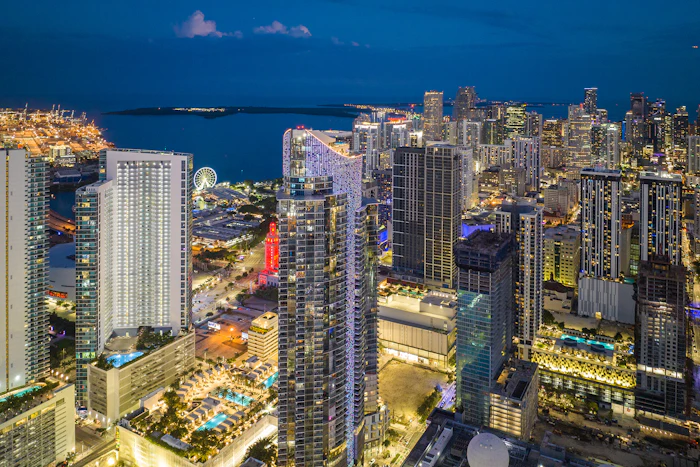 1 City Night Skyline in Miami