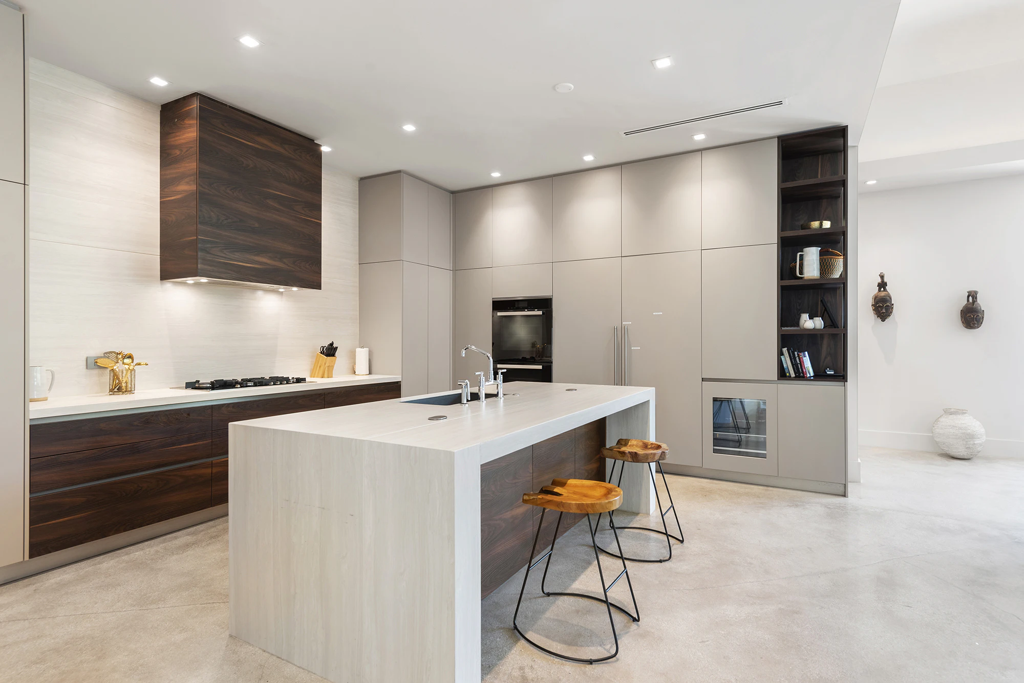 Modern kitchen with large island in Miami